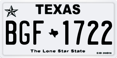 TX license plate BGF1722