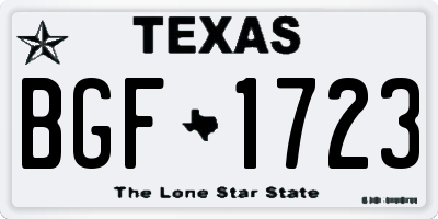 TX license plate BGF1723