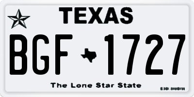 TX license plate BGF1727