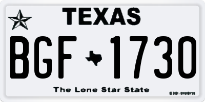 TX license plate BGF1730