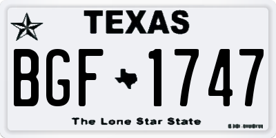 TX license plate BGF1747