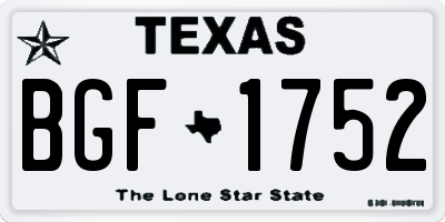 TX license plate BGF1752