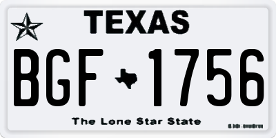 TX license plate BGF1756