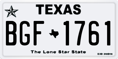 TX license plate BGF1761