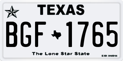 TX license plate BGF1765