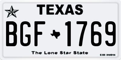 TX license plate BGF1769