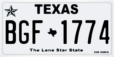 TX license plate BGF1774
