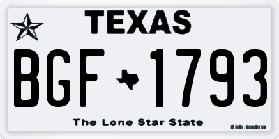TX license plate BGF1793