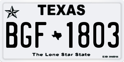 TX license plate BGF1803
