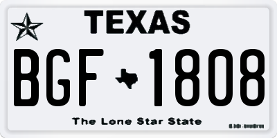 TX license plate BGF1808