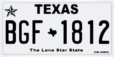 TX license plate BGF1812