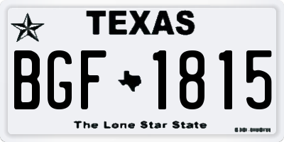 TX license plate BGF1815