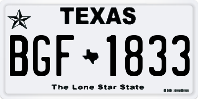 TX license plate BGF1833