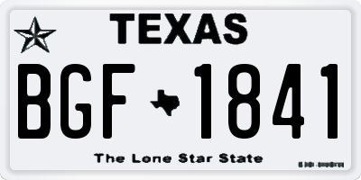 TX license plate BGF1841