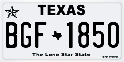 TX license plate BGF1850