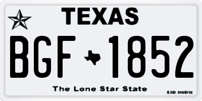 TX license plate BGF1852