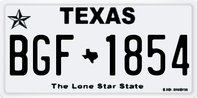 TX license plate BGF1854