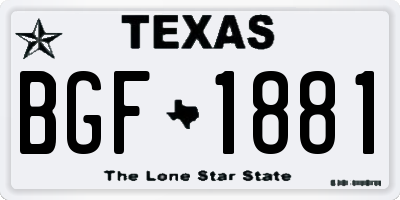 TX license plate BGF1881