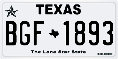 TX license plate BGF1893