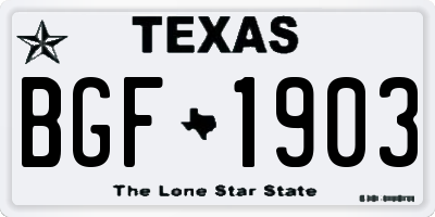 TX license plate BGF1903