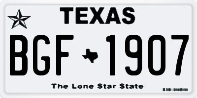 TX license plate BGF1907