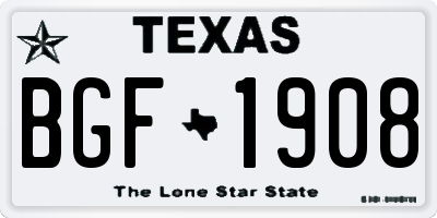 TX license plate BGF1908