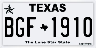 TX license plate BGF1910