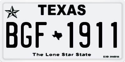 TX license plate BGF1911