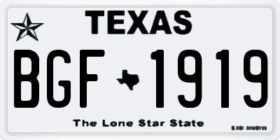 TX license plate BGF1919
