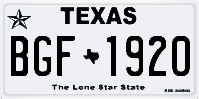 TX license plate BGF1920