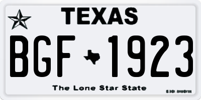 TX license plate BGF1923