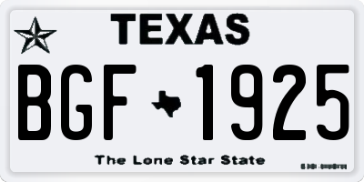 TX license plate BGF1925