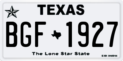 TX license plate BGF1927