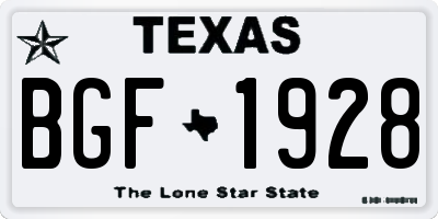 TX license plate BGF1928