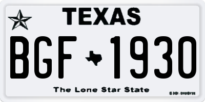 TX license plate BGF1930