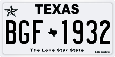 TX license plate BGF1932