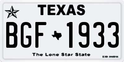 TX license plate BGF1933