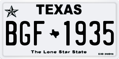 TX license plate BGF1935