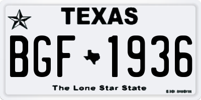 TX license plate BGF1936