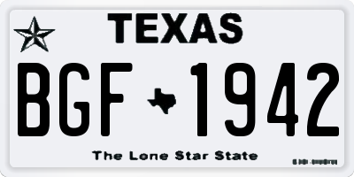TX license plate BGF1942