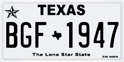 TX license plate BGF1947