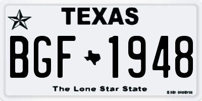 TX license plate BGF1948