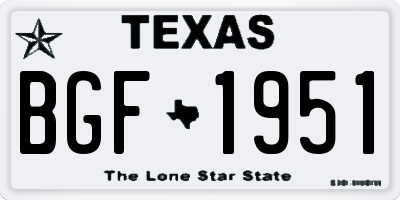 TX license plate BGF1951
