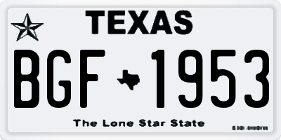TX license plate BGF1953