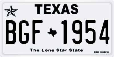 TX license plate BGF1954