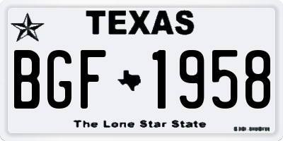 TX license plate BGF1958