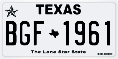 TX license plate BGF1961