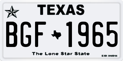 TX license plate BGF1965