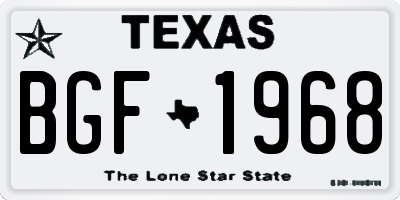 TX license plate BGF1968
