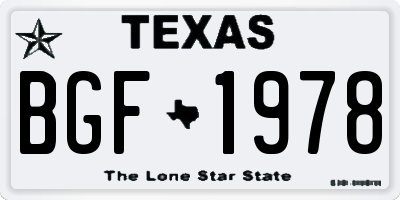 TX license plate BGF1978